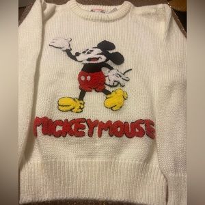 Vintage cream Mickey Mouse kids sweater size 7-8.